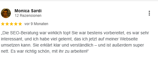 Google Bewertung für die SEO-Sprechstunde von Peggy Zöllner, Düsseldorf